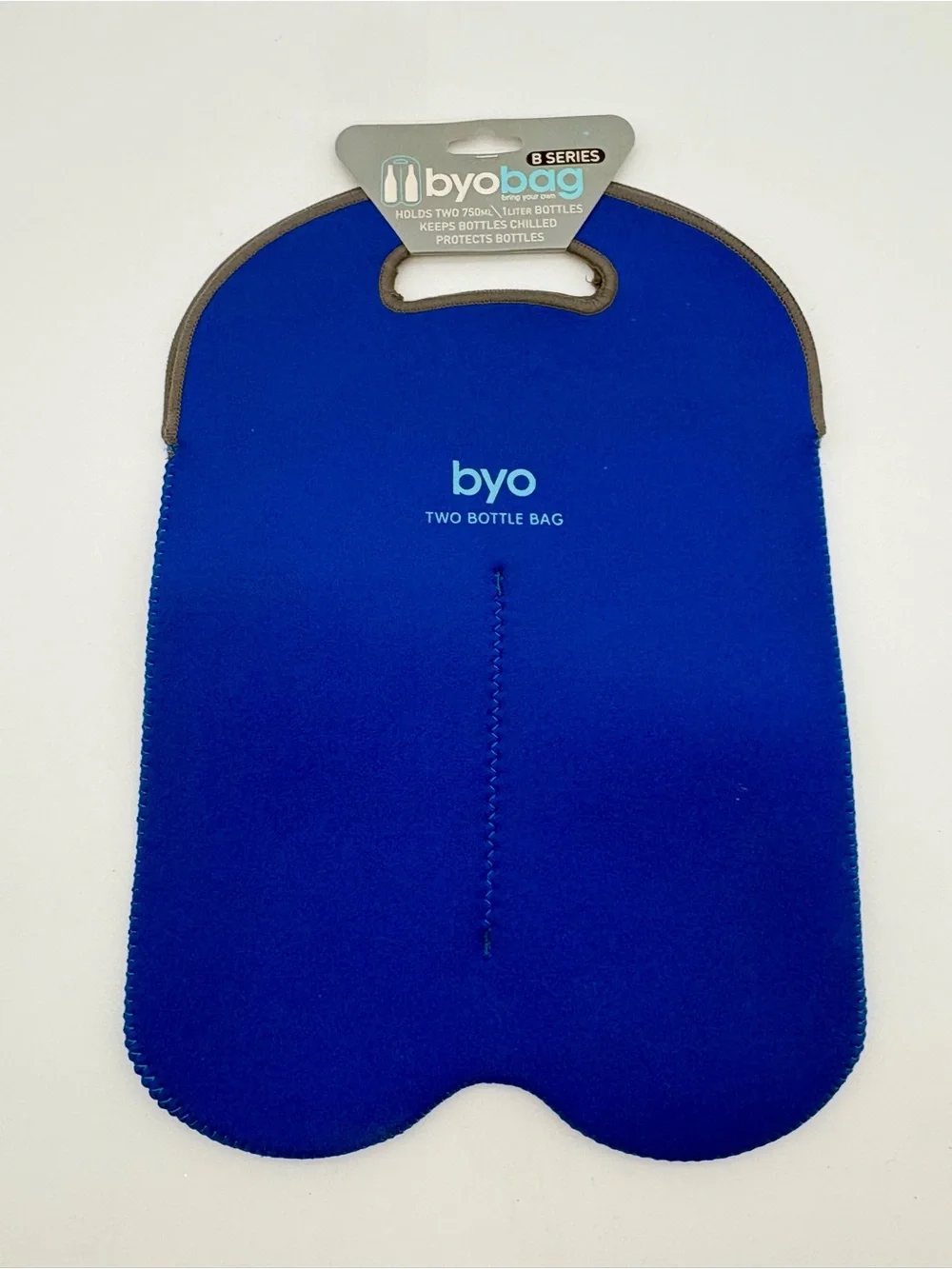 NWT BYO Insulated Neoprene Two Bottle Bag Tote Blue